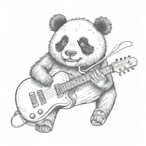 Panda Playing Electric Guitar