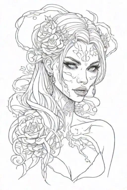 Girl With Fangs Blood And Beautiful Appearance