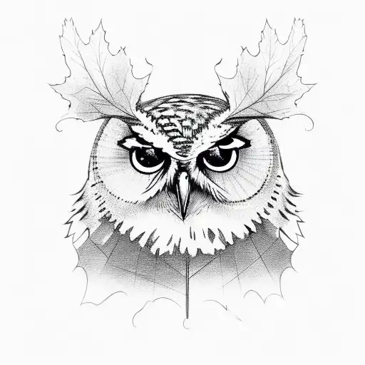 Owl With Maple Leaf