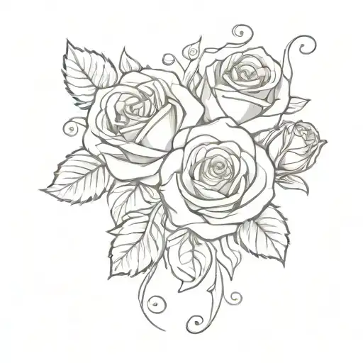 Roses And Music Note Intertwined Hearts