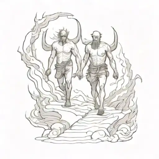 Two Guys Walking In Hell Towards Heaven