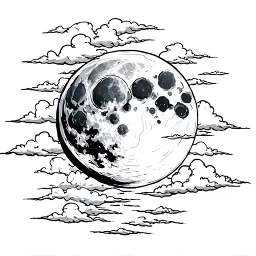 Full Moon And Clouds Floating Gracefully Walking