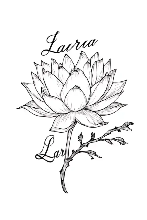 Lotus Flower With Name Lara And A Branch