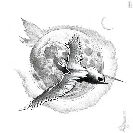 Cresent Moon With Wings
