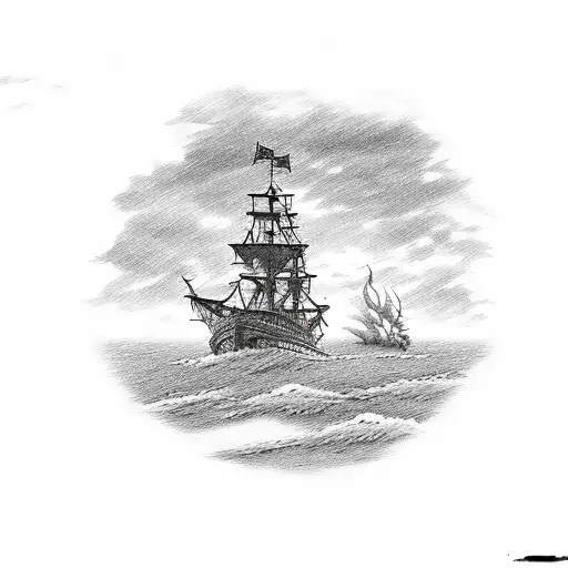 Ship Burning In Background In Sea With A Beach And A Sign That Says Burn The Ships