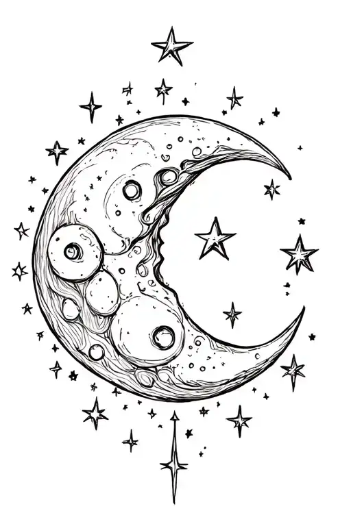 Moon Surrounded By Stars