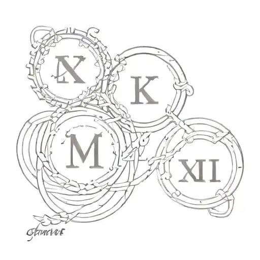 4 Roman Numeral Dates In An Simple Infinity Loop With Two On The Left And Two On The Right
