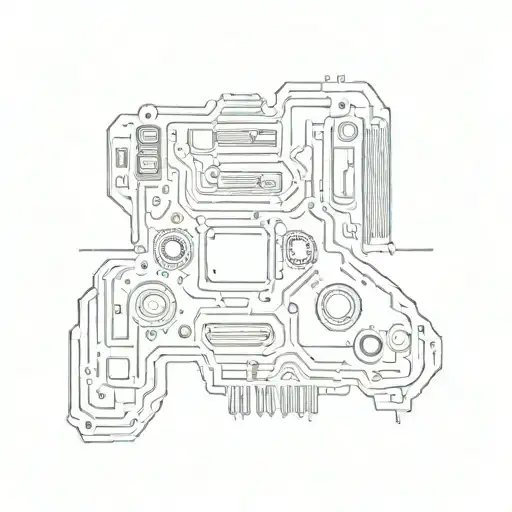 A Pixelated Computer Motherboard With Circuitry Forming The Shape Of A Gaming Controller