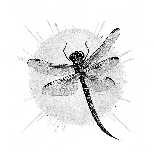 2D Dragonfly With Cherry Blossom Flowers