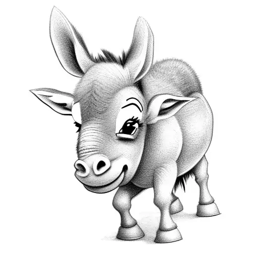 Simple Cute Cartoon Donkey