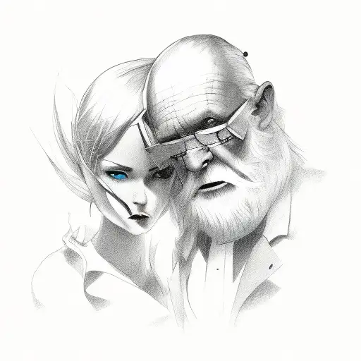 Old Man And Storm With Lighning And Dove