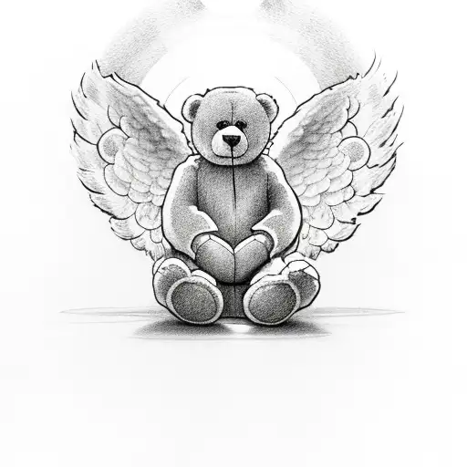 Teddy Bear With Halo And Angel Wings