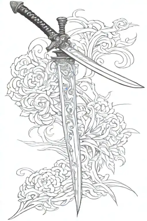 Katana Sword Shaded 45 Degree Side View Just Sword