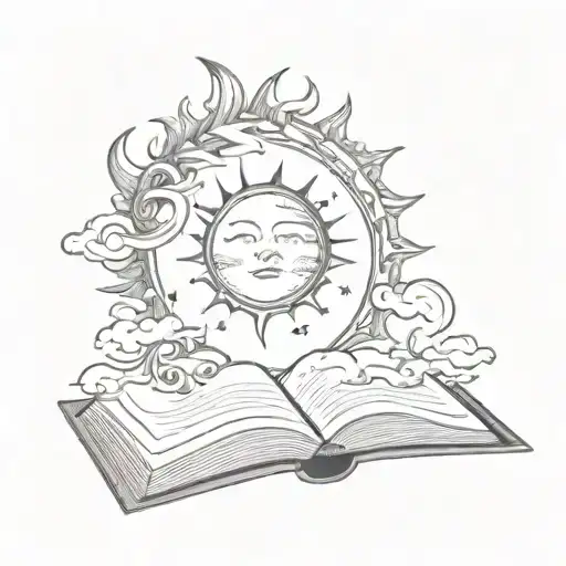 Open Book With Sun Above And Moon Below