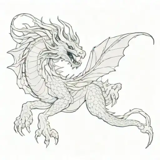 A Japanese Dragon Fights With Anubis