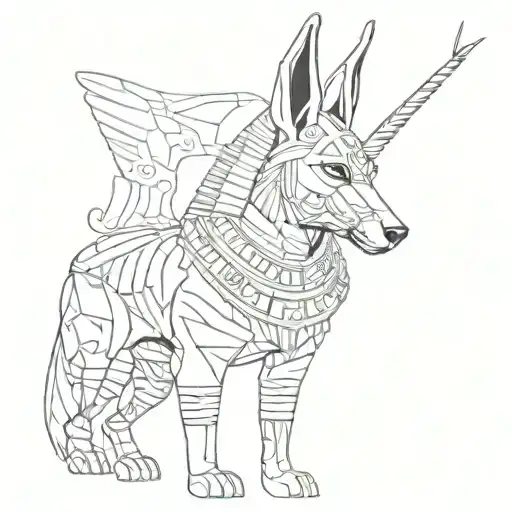 Anubis As A Dog Near A Pharaoh
