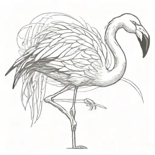 Flamingo With Sisemore Going Down It's Neck