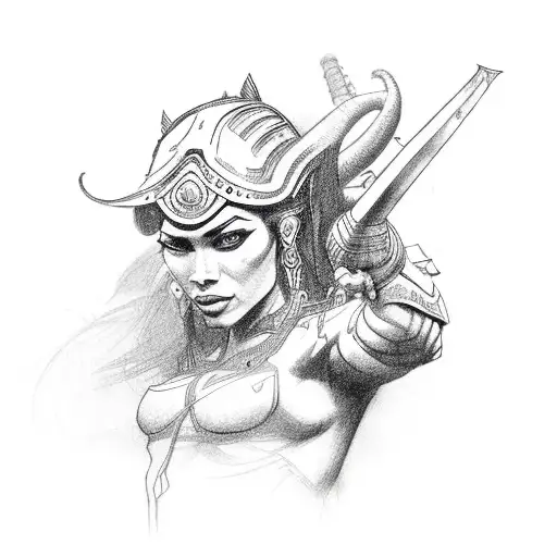 Female Jungle Warrior With Outstretched Arm