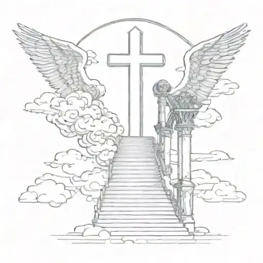 Stairway To Heaven With God On A Cross At The Top