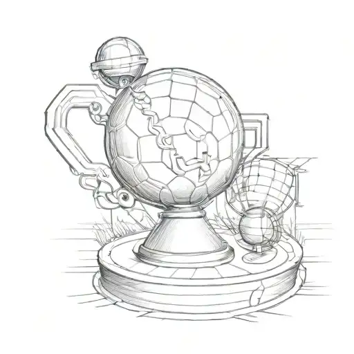 Design A Tattoo Of A Football Field With The German Bowl Pokal As The Centerpiece