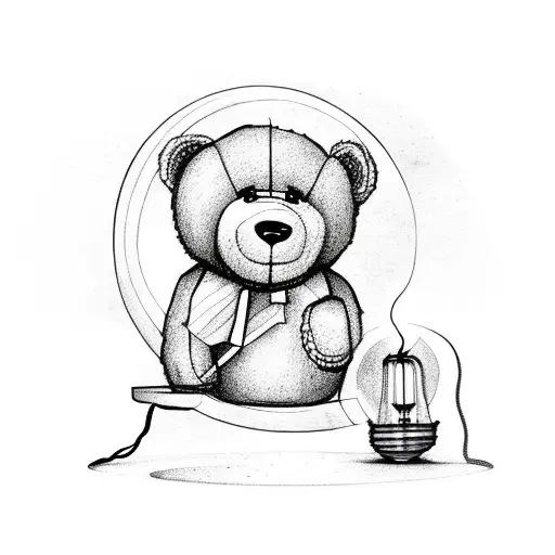 Teddy Bear With Lamp In Arm Seat On Earth