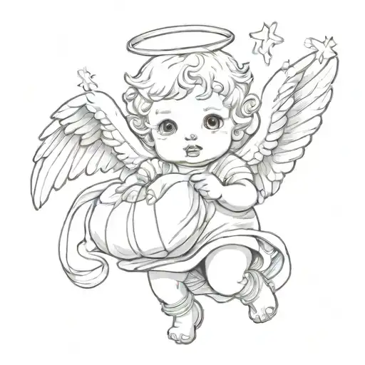 Baby Angel Holding Bag Of Sugar