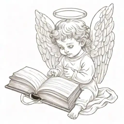 Baby Angel Holding Book