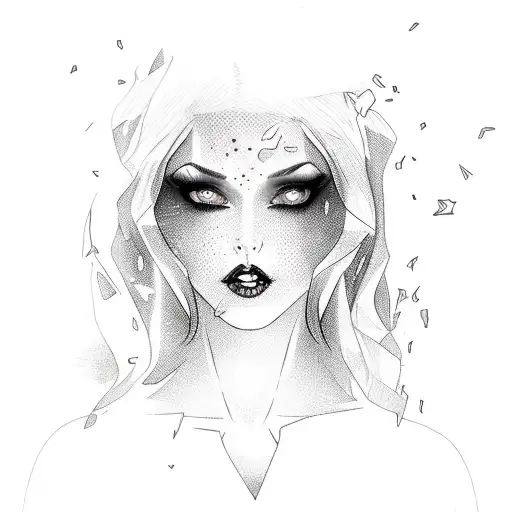 Witchy Woman With Raven Hair And Ruby Lips With Sparks Flying From Her Fingertips