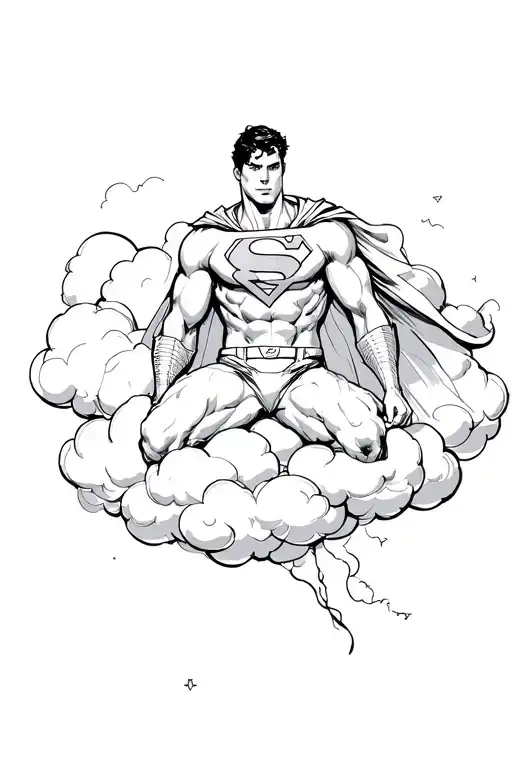Superman Siting On Cloud