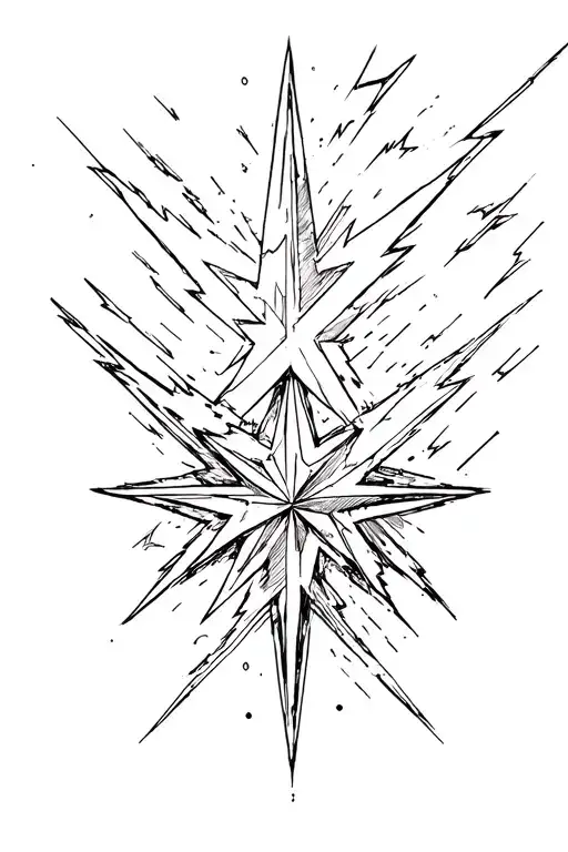 Star And Lightning Bolt In Style Of Cybersigilism