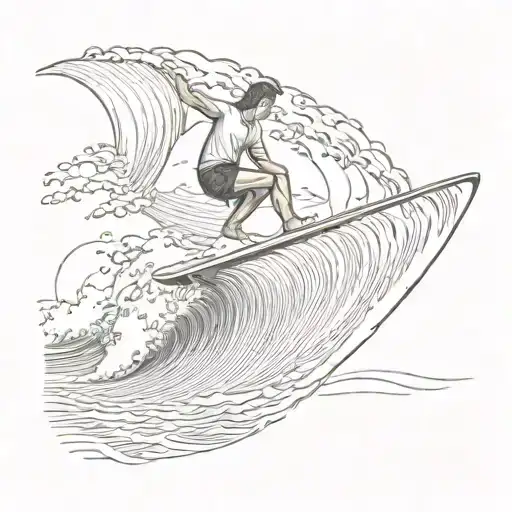 A Surfer Catching A Wave With A Beach And Ocean Scene
