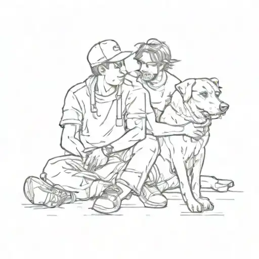 A Guy And A Dog Sitting Down Next To Each Other