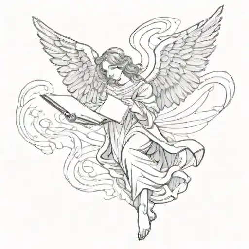 Guardian Angel Holding A Page While Levitating