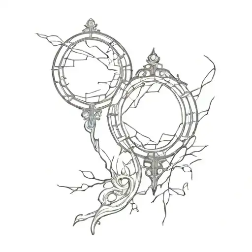 A Minimalist Tattoo Of A Broken Mirror Reflecting The Idea Of Nihilism
