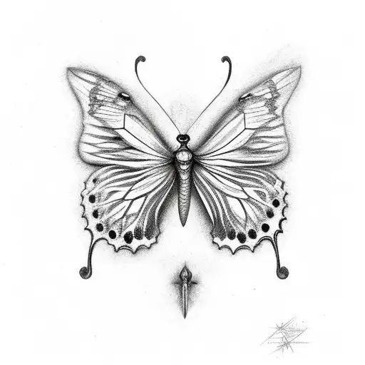 Butterfly With One Side Skull