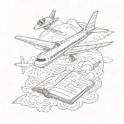 Airplane And Plane Ticket And Fire