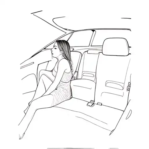 A Woman Sitting In The Back Seat Of A Car
