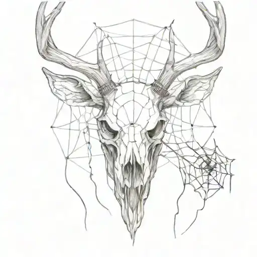 Deer Skull With Spider Web