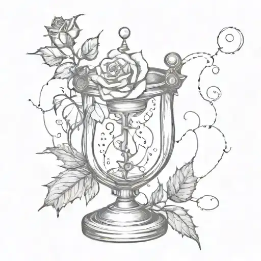 Thorn Rose That Grows Out Of A Broken Hourglass