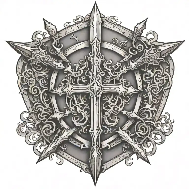 Shield Crossed Swords Cross