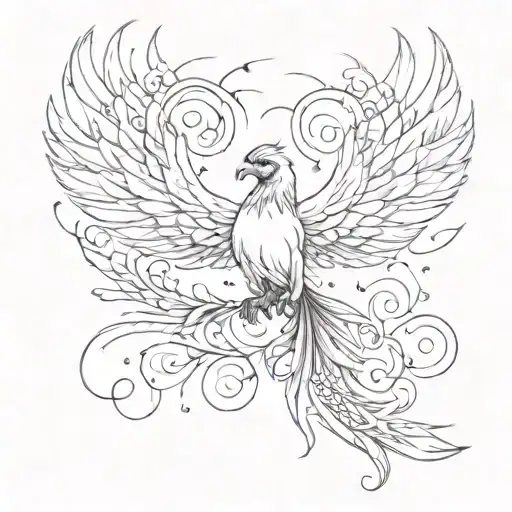 A Phoenix With Paw Prints Trailing