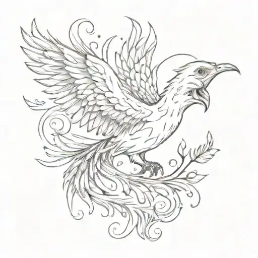 A Girly Phoenix With Swooping Wings And Paw Prints