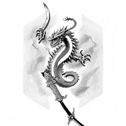 Dragon Coiled Around A Sword