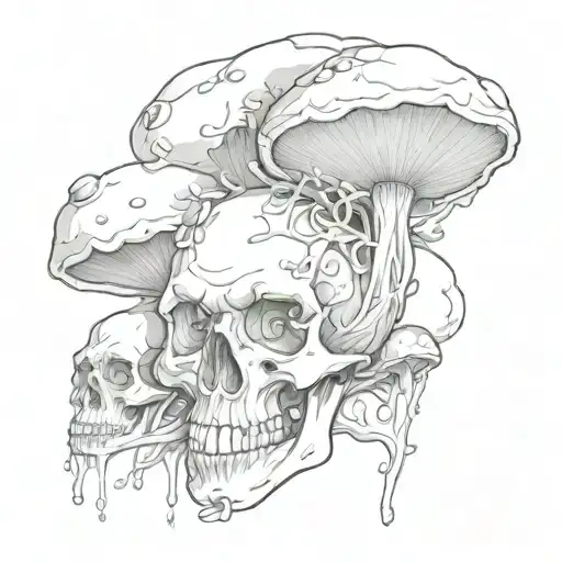 Skull Mushrooms Coming Out Of Eye Inside