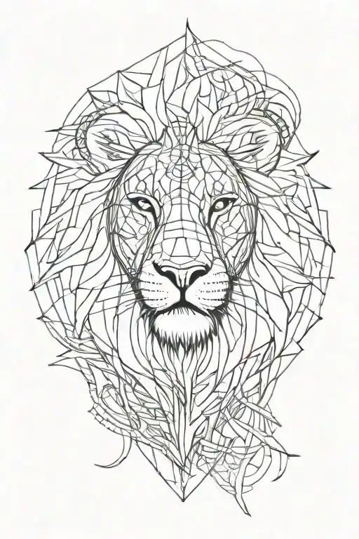 Lion Face Made Of Lines Only