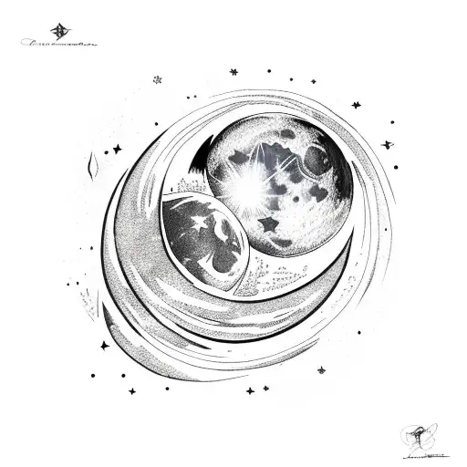 Moon And A Star Facing Each Other