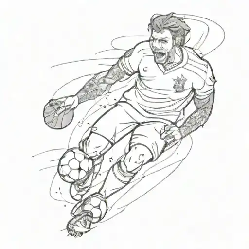 Design A Tattoo Featuring A Football Player From Both Afl And Soccer