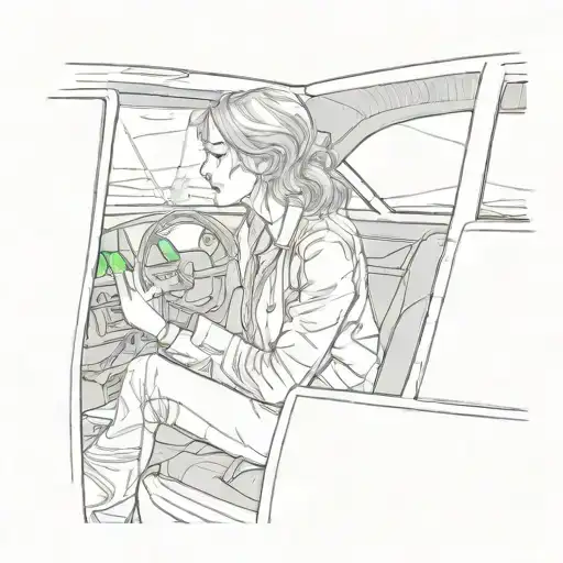 A Woman Sitting In A Car