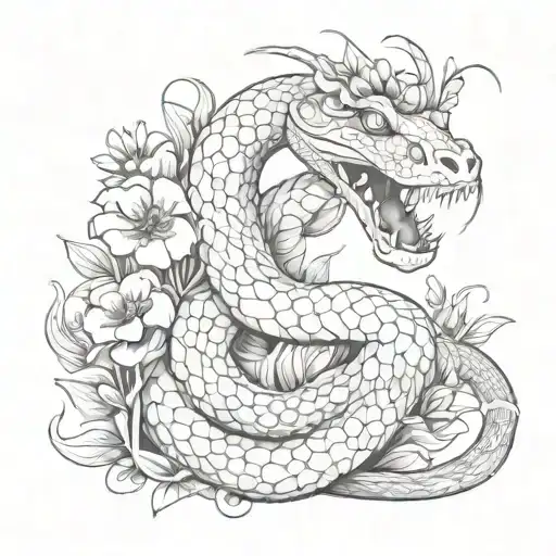 Scary Snake With Flowers