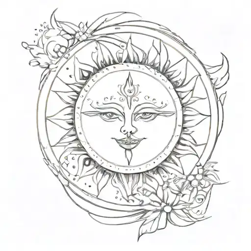 Fine Line Tattoo Sun And Moon